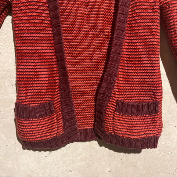 Old Navy Open-Front Long Cardigan Sweater Toddler Girls Red Striped Size 3T - Picture 2 of 7